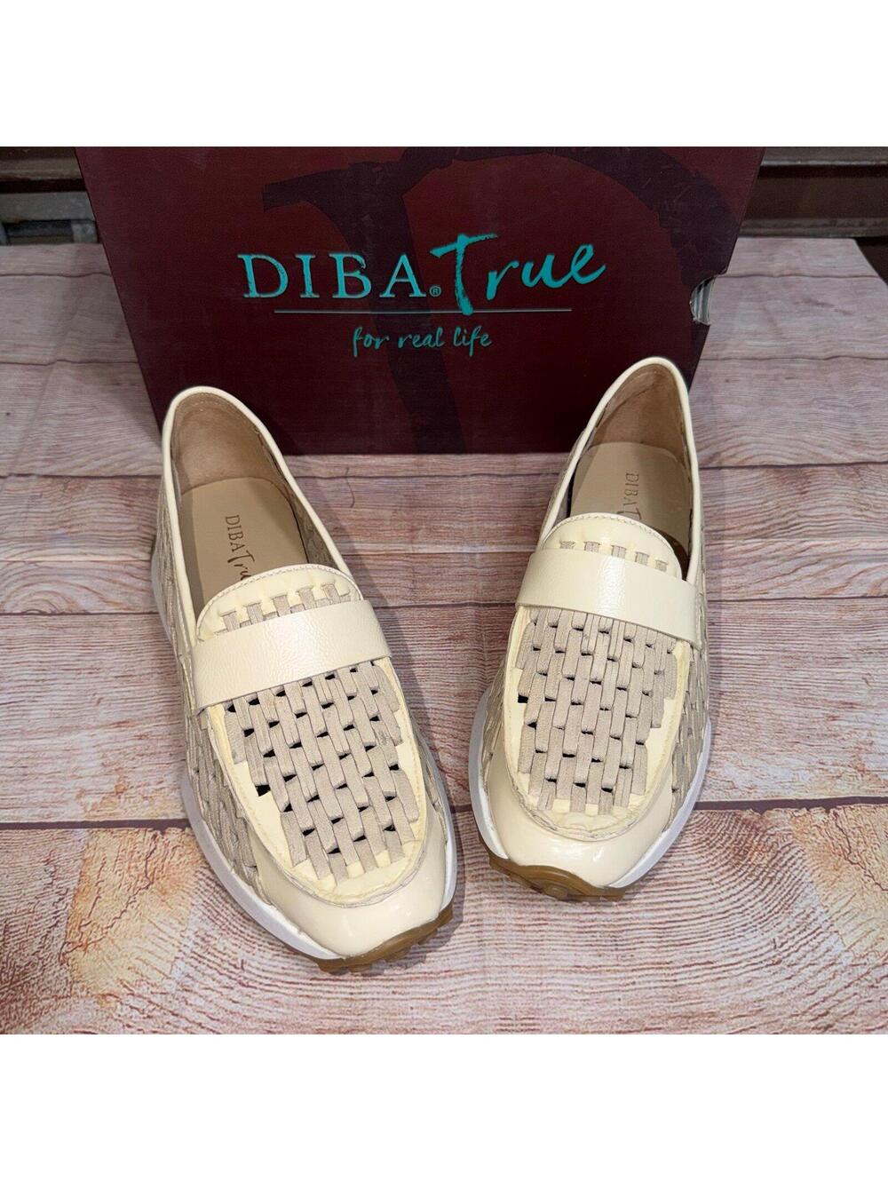 Diba True Women’s Woven Slip On Sneakers Size 9 Cream Platform Loafers New